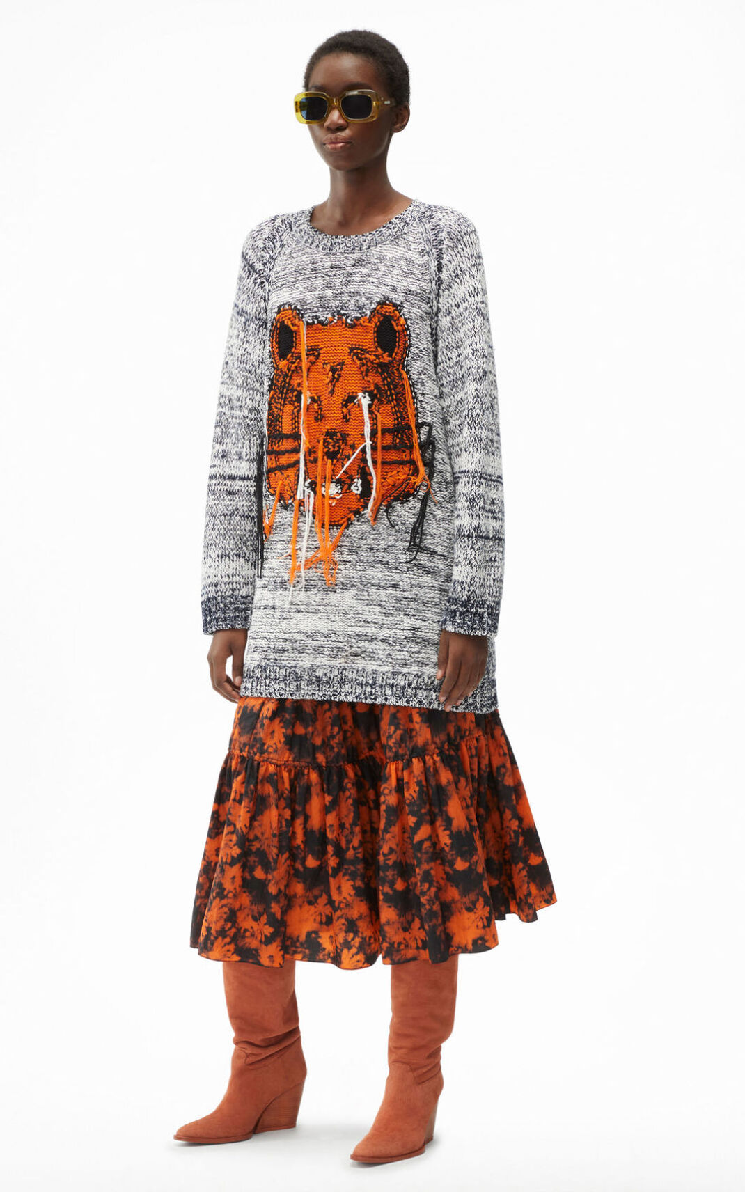 Robe Kenzo Reversible K Tiger sweater Femme Grise | VUGM-84310